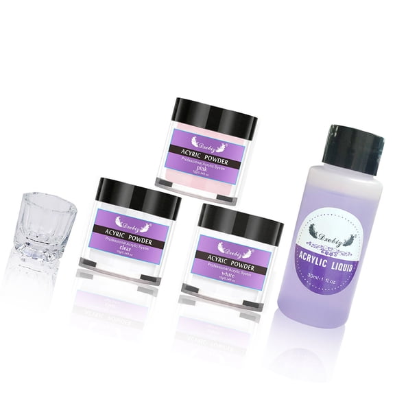 Riousery Professional Acrylic Nail Kit, 3 Colors Acrylic Powder and Liquid Set with Brush, Nail Forms, and File, Premium DIY Nail Beauty Tools Manicure Set for Beginners and Salons