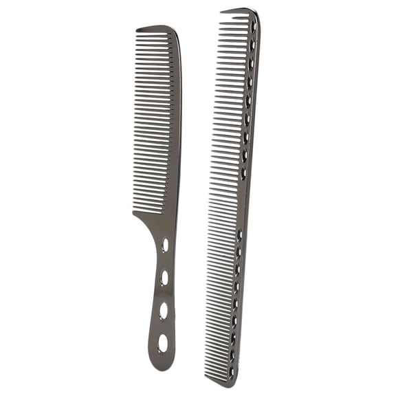 Riousery Professional Aluminum Hair Comb Set, Anti Static Barber Comb and Long Handle Styling Comb for All Hair Types, Salon Quality Hairdressing Tool, Black (9.84 in / 25 cm)