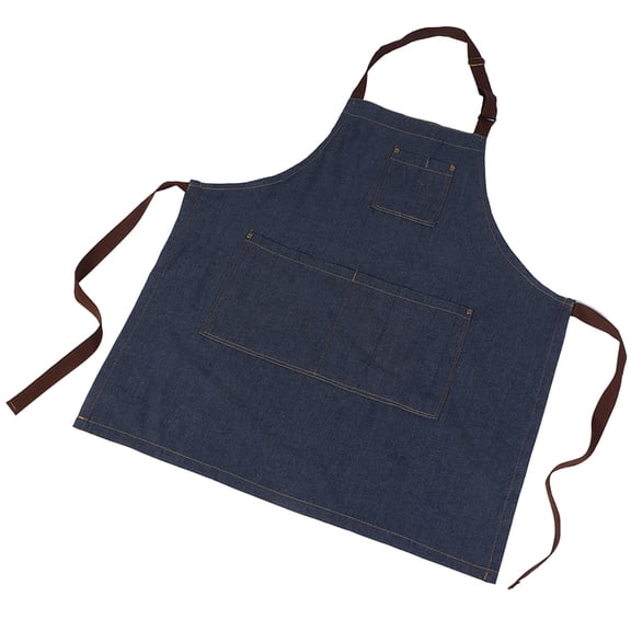 Riousery Professional Denim Kitchen Apron with 2 Pockets Adjustable Neck Strap for Chef Waiter (74 x 60cm / 29.1 x 23.6in) - Blue