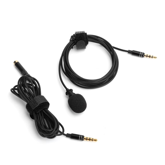 Riousery Professional Lavalier Microphone Kit, Omnidirectional Mini Collar Clip Mic with 2M 3.5mm Audio Cable for Live Recording, VLOGs, Mobile Phones, Cameras, Black