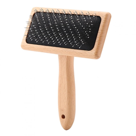 Riousery Professional Pet Hair Comb Stainless Steel Pin Grooming & Deshedding Brush Tool for Dogs and Cats, Durable Wooden Straight Handle, Square Head Large Size (4.7 inches / 12 cm) for Daily Care
