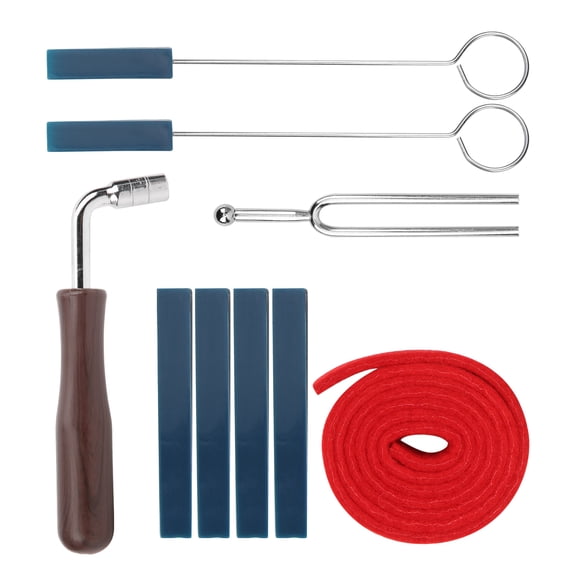 Riousery Professional Piano Tuning Set Tool Kit with Mutes, Wrench, Tuning Fork, Lever, Felt Temperament Strip for Keyboard Instrument Repair, Metal/Rubber, 9 Pieces, 9.45 in / 24 cm