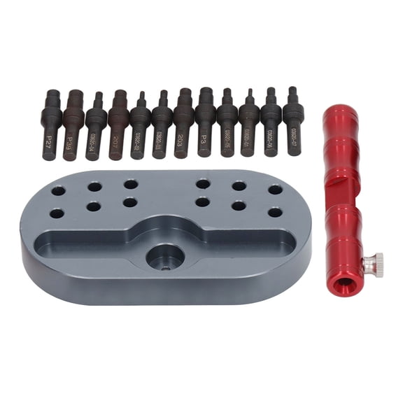 Riousery Professional Watch Crown Tube Remover Kit with 12 Nozzles (7 Spiral, 5 Pressure) & Base, Alloy Steel Wristwatch Opener Repair Tool for Watchmakers and DIY, Red/Black