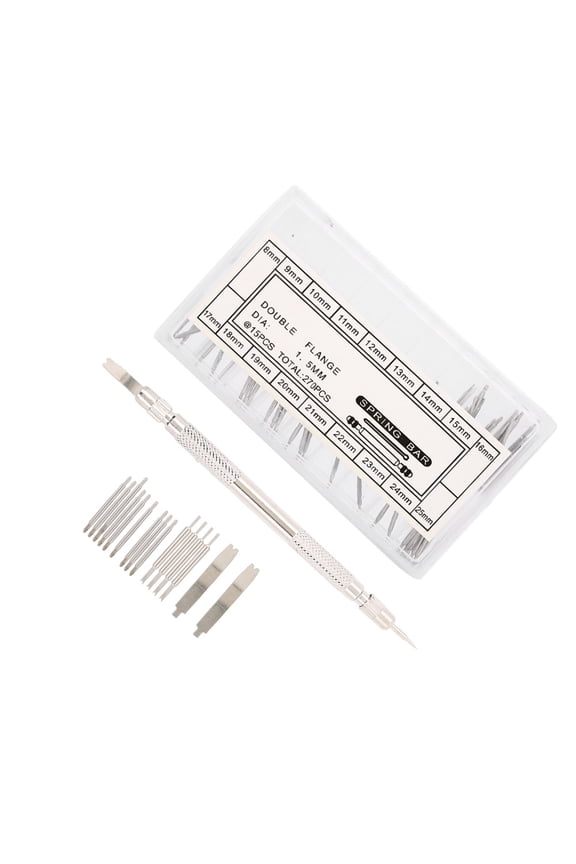 Professional Watch Repairing Spring Bar Tool Kit, 277-Piece Stainless Steel Watchmaker Set with Pins and V Heads for Strap Adjustments and Replacements (15 cm / 5.91 in)