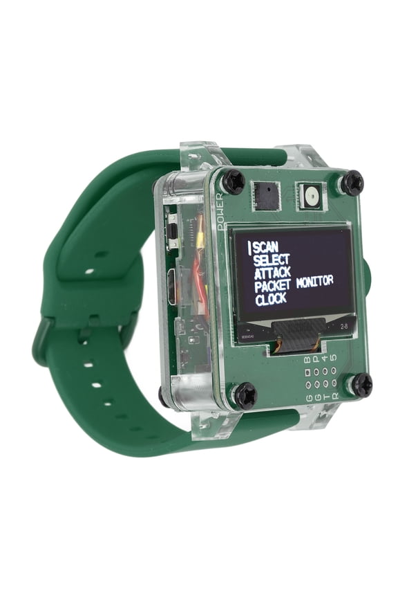 Programmable ESP8266 Development Board Smart Watch 1.3 Inch / 33 mm AMOLED Display Network Testing Tool Kit with 500mAh Battery and Antennae, Green