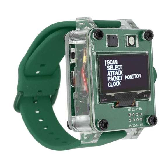Riousery Programmable ESP8266 Development Board Smart Watch 1.3 Inch / 33 mm AMOLED Display Network Testing Tool Kit with 500mAh Battery and Antennae, Green