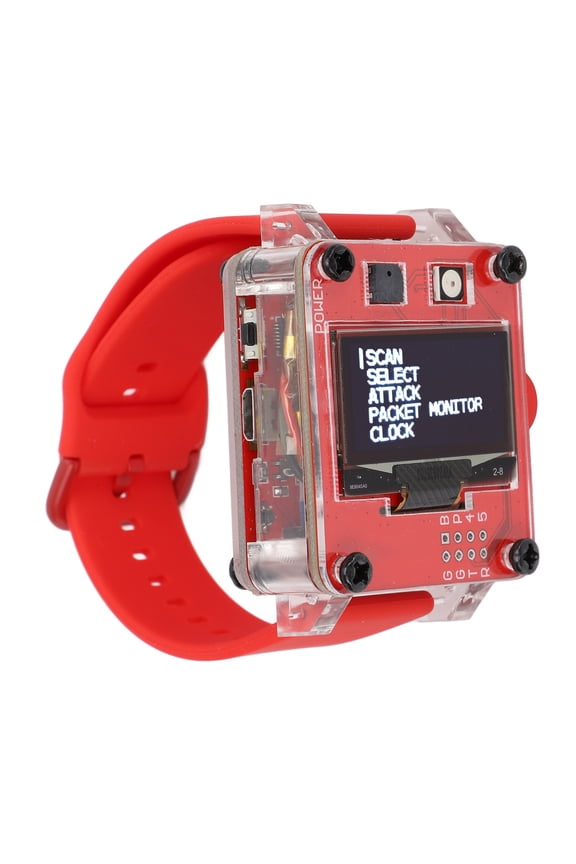 Programmable ESP8266 Development Board Smart Watch 1.3 Inch / 33 mm AMOLED Display Network Testing Tool Kit with 500mAh Battery and Antennae, Red