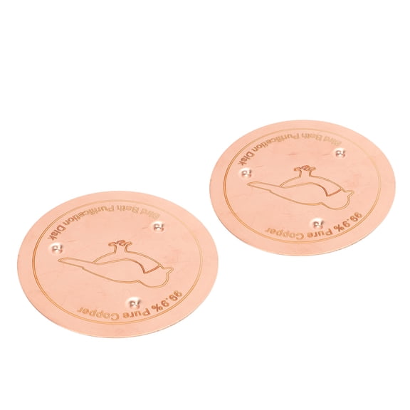 Riousery Pure Copper Bird Bath Disks (2-Piece Set) - Natural Water Purifier and Algae Cleaner Disc for Outdoor Garden Birdbaths with 3-Point Stable Support, 16 inches / 40.6 cm Diameter