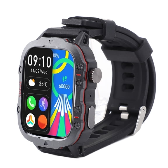 Riousery QX11 Smart Watch 30m Water Resistant BT Sport Watch with 1.96 Inch TFT Full Touch Screen Smartwatch for Android iOS Long Battery Life Health Fitness Tracker, Black (10 in / 25.4 cm)