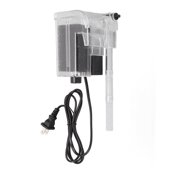 Riousery Quiet Aquarium Filter Waterfall Hang-On Fish Tank Filter 110V US Plug Adjustable Small Waterfall Filter with Multi-Stage Mechanical Biological Filtration System 14x12x10 Inches