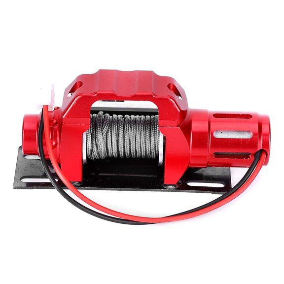 Riousery RC Crawler Aluminum Alloy Simulation Electric Winch Accessory Replacement Part Fit for TRX4 1/10 RC Car Model Vehicles, Red Color, 1 Piece