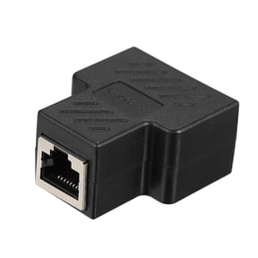 Riousery RJ45 Splitter Adapter Connector 1 to 2 Female Ports for CAT 5 CAT 6 CAT 7 LAN Ethernet Cables Socket Hub PC Laptop Router Contact Modular Plug Networking Cord Converter Adapter Black