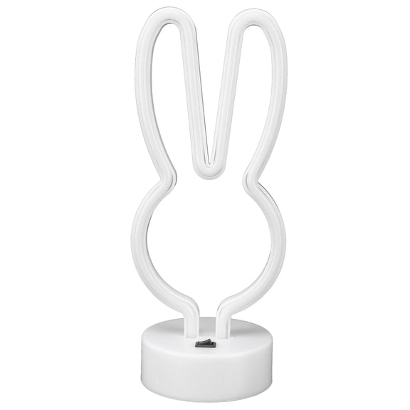 Riousery Rabbit Shape LED Neon Light Bedside Table Lamp, USB or Battery Powered Night Light for Kids Room Party Decor, Blue