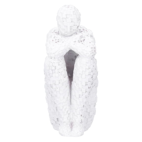 Riousery Resin Abstract Thinker Figurines Statue Office Home Decoration Accessories Crafts, White (4.6 x 2.5 x 1.7 inches / 11.8 x 6.4 x 4.4 cm)