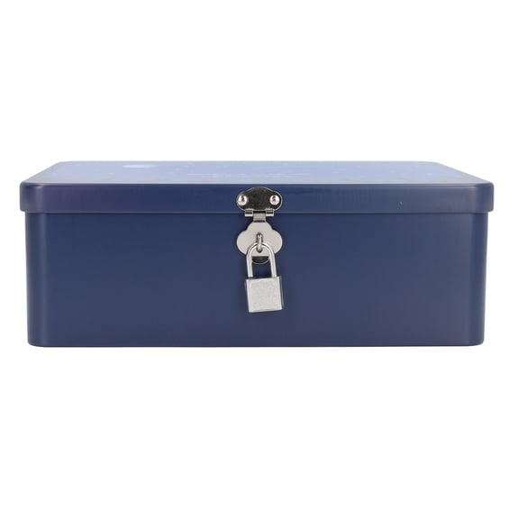 Riousery Retro Tinplate Storage Box Large Capacity Multifunctional Portable Vintage Metal Storage Container for Money Gift Blue Meteor Shower Large 9.65 Inches