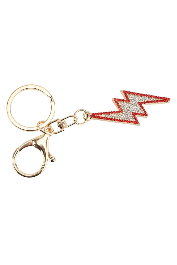 Rhinestone Lightning Keychain Cute Zinc Alloy Sparkling Key Chain Pendant for Wallet Handbags, Exquisite Metal Fashion Car Keyring Accessories for Men Women, Gift Choice, Red (4.72 inches)