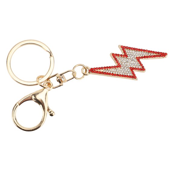 Riousery Rhinestone Lightning Keychain Cute Zinc Alloy Sparkling Key Chain Pendant for Wallet Handbags, Exquisite Metal Fashion Car Keyring Accessories for Men Women, Gift Choice, Red (4.72 inches)