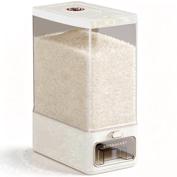 Riousery Rice Dispenser, 25 lb Cereal Storage Container with Built-In Freshener Box, Sealed One-Touch Rice Dispenser for Pantry