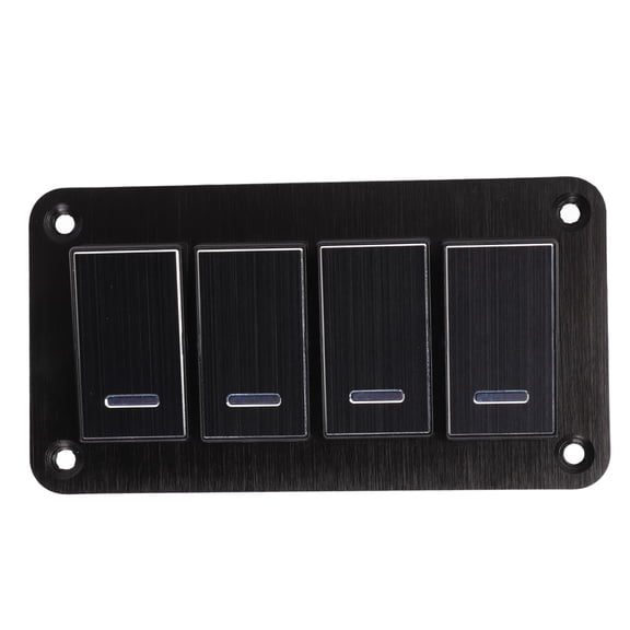 Riousery Rocker Switch Panel 4 Gang Waterproof 3 Pin On Off Prewired for Vehicle Automobile 12V-24V DC Universal Fit Aluminum Alloy Blue Backlight 5.12 inches / 13 cm Auto Switch Control[cite: 1]