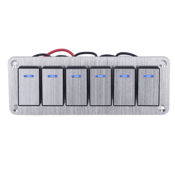 Riousery Rocker Switch Panel 6 Gang Waterproof 5 Pin On Off Car Switches 12V-24V Blue LED Universal Fit[cite: 1]