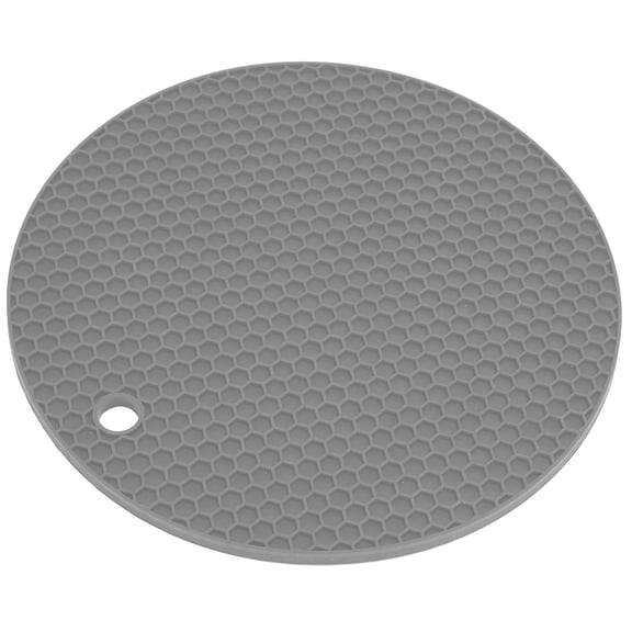 Riousery Round Food Grade Silicone Trivet Thickened Honeycomb Heat Insulation Pad Microwave Oven Mat Table Placemat Pot Holder Kitchen Accessory, Gray, 7.0 inches / 17.7 cm