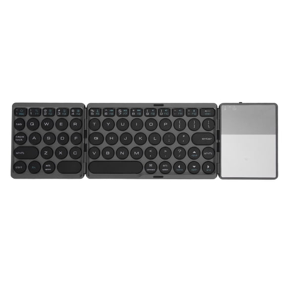 Riousery Round Key Bluetooth Foldable Keyboard with Touchpad Wireless 64 Key Black (7.48 inches / 19 cm)