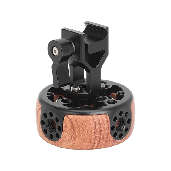 Riousery Round Side Camera Handle Handgrip Wooden Quick Release NATO Rail Rod Clamp for SLR Mirrorless Camera Cage Wood Stabilizer Rig Extension Grip (10 in / 25.4 cm)