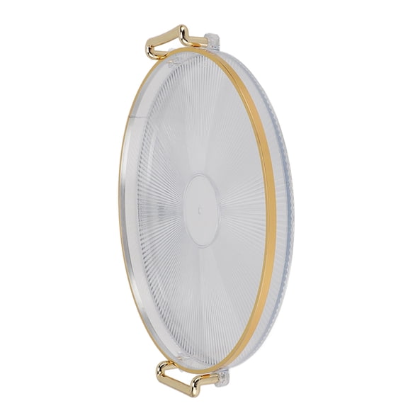 Riousery Round Tray with Gold Handle Elegant Multi Functional Golden Rim Serving Tray for Fruit Desserts Transparent Vanity Organizer 11.8 inches / 30 cm