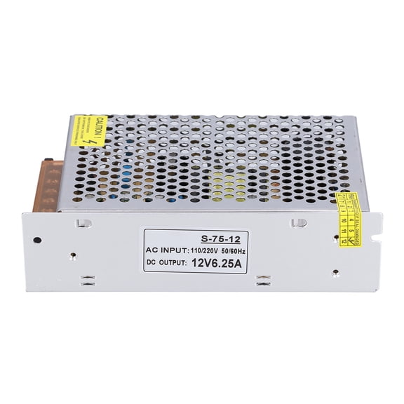 Riousery S-75-12 Switching Power Supply Transformer 110-240V to 12V 24V Overload Protection Aluminium Alloy DC Switching Power Supply Converter for Security Camera