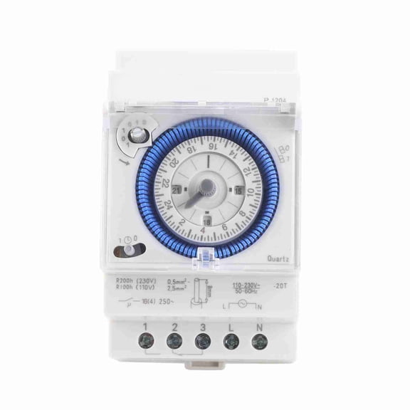 Riousery SUL181d Heavy Duty Mechanical Timer Switch, 24 Hour Electrical Time Switch 15 Minutes Intervals Analog Din Rail Clock Timer (12 Inches / 30.5 cm)