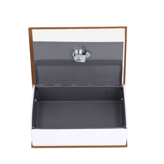 Riousery Safe Box Simulation Book Shape Secret Diversion Storage Case Key Lock Money Saving Box for Bedroom Office, Brown, 7.48 inches / 19 cm