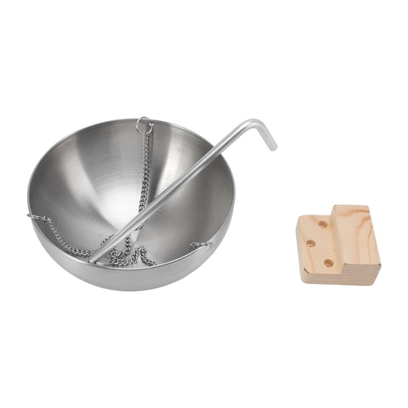 Riousery Sauna Bowl Stainless Steel Hanging Aromatherapy Oil Cup with Wooden Block for Sauna Room, 10.63 inches / 27 cm