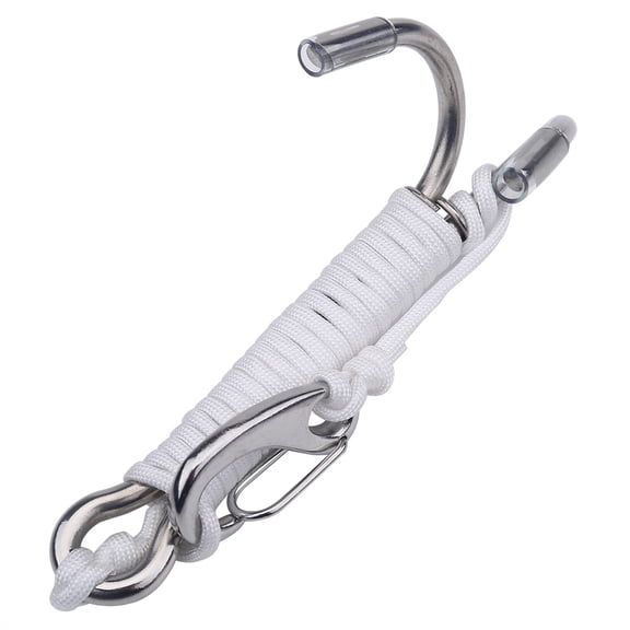 Riousery Scuba Diving Double Stainless Steel Reef Drift Hook with 47.2 Inches Line, Underwater Cave Dive Safety Equipment, Strong Current Gear, White
