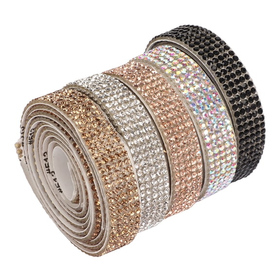 Riousery Self Adhesive Rhinestone Strips Crystal Ribbon Trim 5 Yards Total 1cm Width / 0.4 inches Cuttable Diamond Ribbon Strips Bling Crystal Rhinestones for Crafts Shoes Photo Frames Decoration