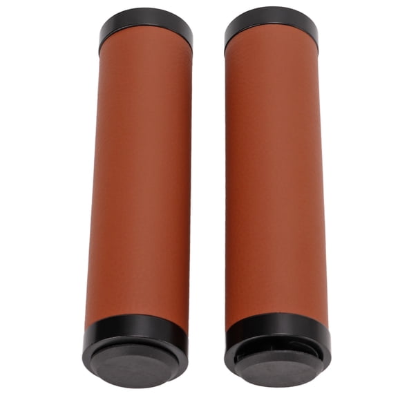 Riousery Shockproof Bicycle Grips Non-Slip Soft Fiber Leather Handlebar Grips with End Covers for Mountain and Folding Bikes, Brown, 5.1 inches / 13 cm Length (1 Pair)