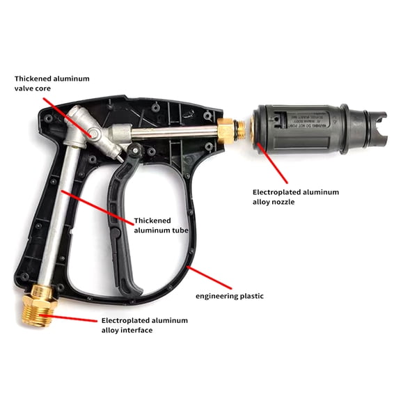 Riousery Short Pressure Washer Gun High Pressure Water Spray Handle, Max 4000 PSI Car Washing Jet Washer Tool, 14mm Screw Thread Flat Mouth Connection (23.00 inches / 58.4 cm)