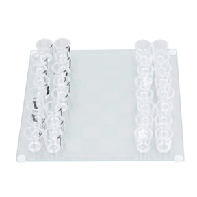 Riousery Shot Glass Chess Set Drinking Game Set with 32 Glasses and Glass Chess Board 8.8x8.8 inches / 22.5x22.5 cm for Adults Party Night