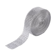 Riousery Silver Rhinestone Mesh Ribbon Roll Crystal Diamond Wrap for Arts and Crafts Project 10 Yard 30 feet by 1.4 inches 3.5 cm Wide for Wedding Table Vases Candle Holders Decorations