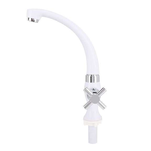 Riousery Single Cold Kitchen Faucet, ABS Plastic Water Tap with External G1/2 Inch Thread, Smooth Handle, Wall Mounted Sink Faucet 12.6 inches / 32 cm