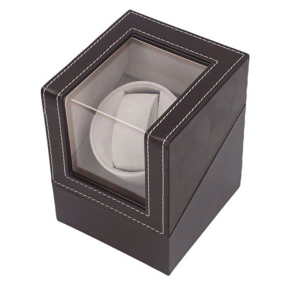 Riousery Single Watch Winder Holder Display Storage Automatic Mechanical Watch Box PU Leather Premium Organizer for Timepieces, Brown (AU Plug 110-240V) - 6.3 inches / 16 cm Dimensions
