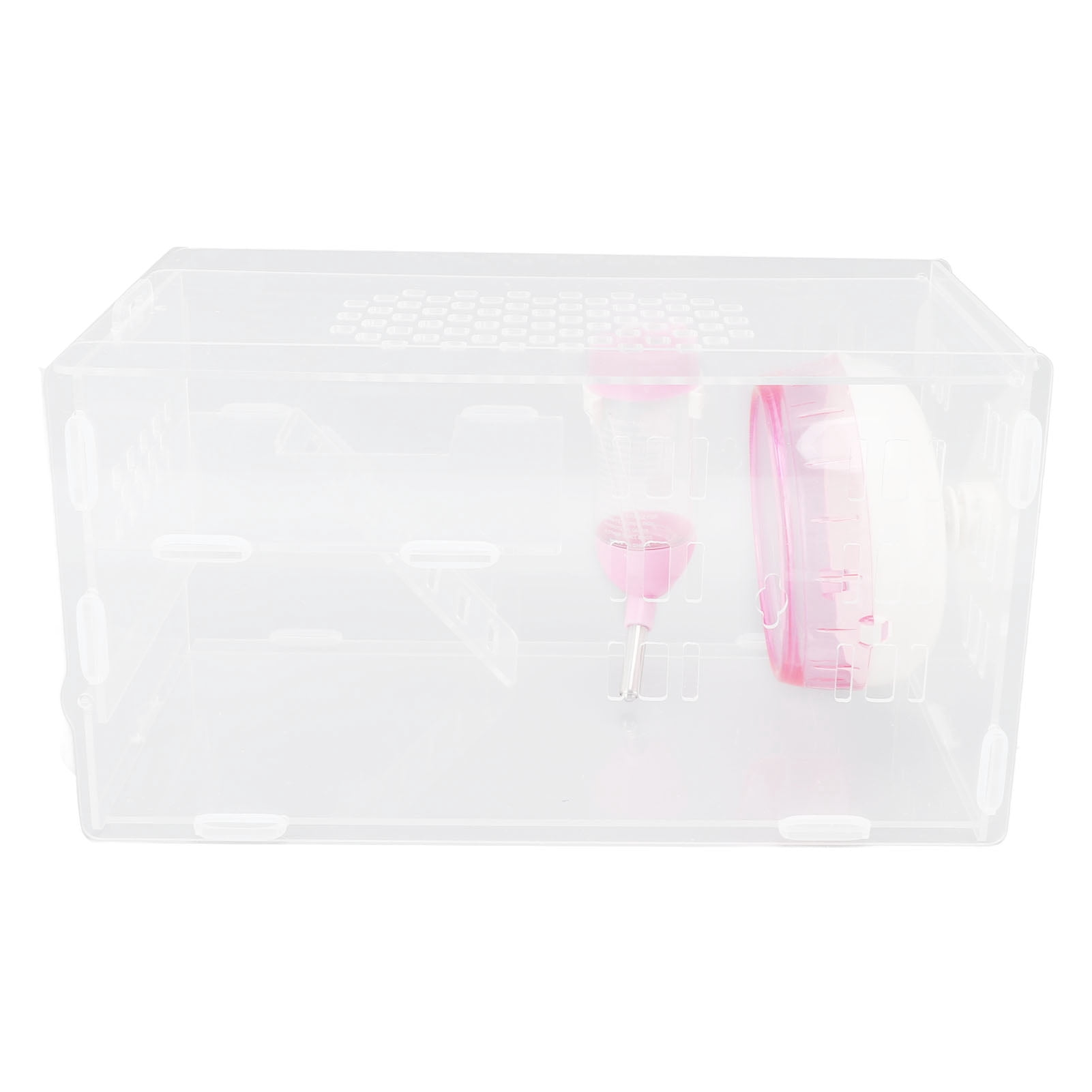 Riousery Small Hamster House Acrylic Transparent Cage with Silent Running Wheel Space Saving Portable Multifunctional Habitat for Small Pets (12.6 inches / 32 cm)
