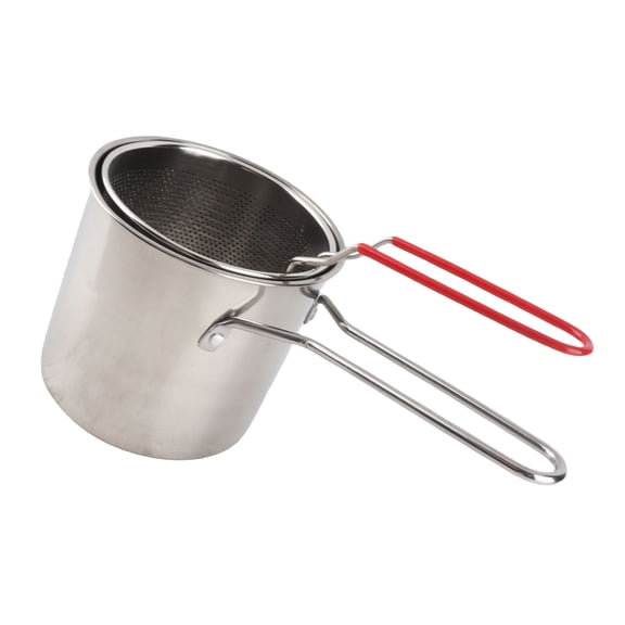 Riousery Small Stainless Steel Deep Frying Pan Pot with Strainer Basket and Lid, Milk Pan Food Cooking Pot for Kitchen French Fries Shrimp Chicken (4.7 in / 12 cm)