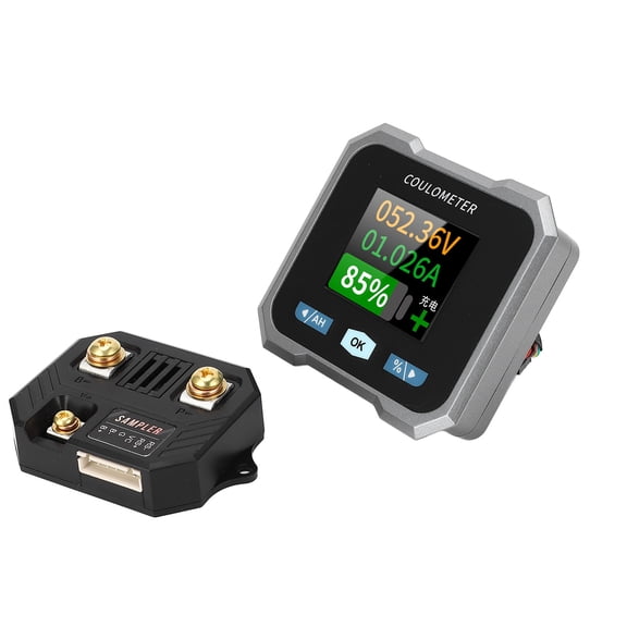 Riousery Smart Battery Monitor High Accuracy Waterproof BT Battery Monitor with Shunt for Motorcycle Tricycle RV 10-100V 50A LCD Display
