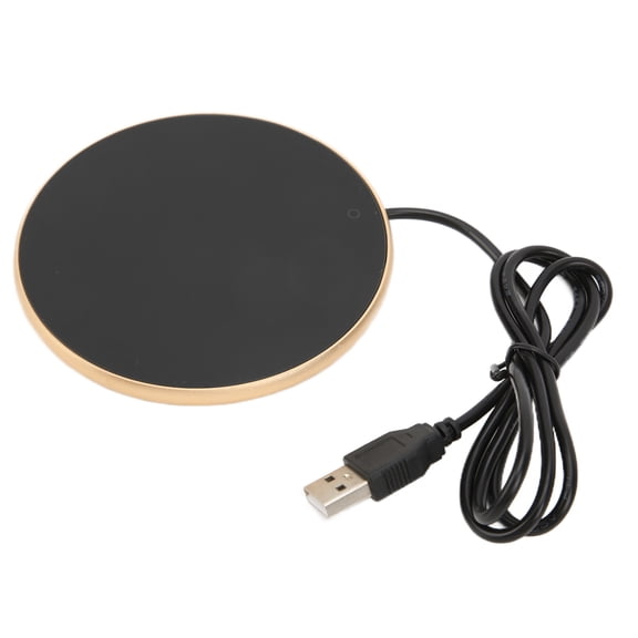 Riousery Smart Coffee Mug Warmer and Candle Heater Plate with Automatic Shut-Off, Portable Waterproof Electric Desktop Heating Coaster for Milk Tea Cocoa Gold (3.9 inches / 9.9 cm)