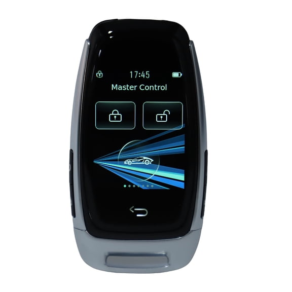 Riousery Smart Remote Car Key 16 Languages Keyless Entry Auto Lock Key Fob with LCD Screen Car Key Replacement for One Click Start Car, Silver