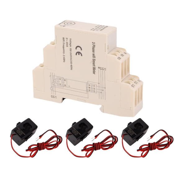 Riousery Smart WiFi Energy Meter 3 Phase 0-100A, APP Remote Control Bidirectional Electricity Power Monitor with 3 Current Sensors (11.0x9.0x9.0 inches / 27.9x22.9x22.9 cm)