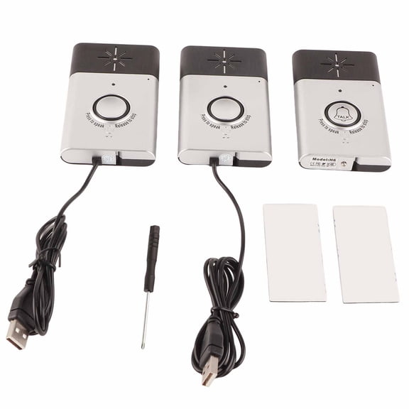 Riousery Smart Wireless Voice Intercom Doorbell System, 2-Way Audio Access Control Indoor/Outdoor Door Bell Kit with USB Cables, Silver, 6.69 inches / 17 cm