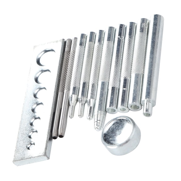 Riousery Snap Button Punch Base Set Stainless Steel DIY Leather Setting Tool for Hole Install Button, 11 Pieces
