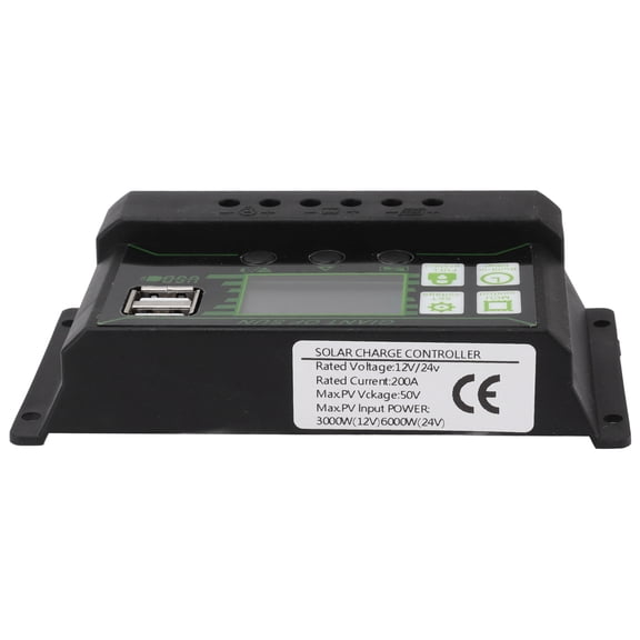 Riousery Solar Charge Controller LCD Display Dual USB Port PWM Charging 200A Renewable Energy Regulator