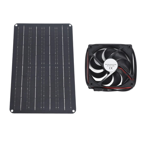 Riousery Solar Panel Fan Kit 15W 12V Exhaust Fan with 4.9ft / 1.5m Cable Window Vent Fan for Small Green House Coops Sheds Pet Houses - Single Fan